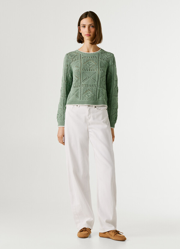 CREW NECK OPENWORK JUMPER
