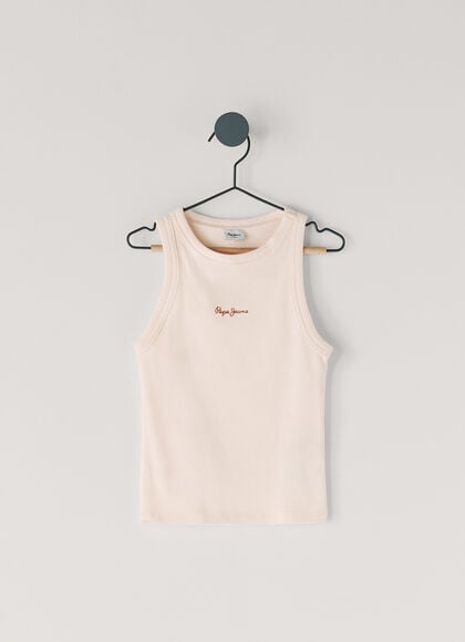 RIBBED LOGO PRINT T-SHIRT