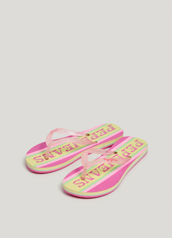 THREE-POINT BEACH FLIP FLOPS WITH GLITTER DETAILS