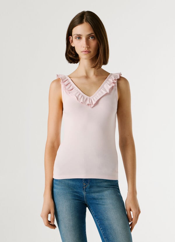V-NECK RIBBED TOP