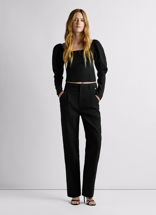STRAIGHT JACQUARD TROUSERS