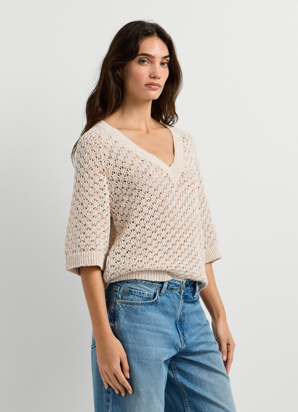 V-NECK OPENWORK JUMPER