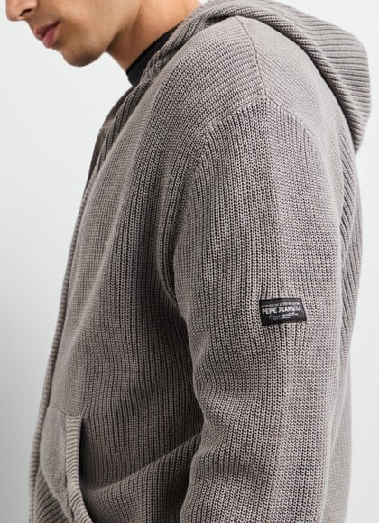 CASUAL FIT HOODED KNIT CARDIGAN