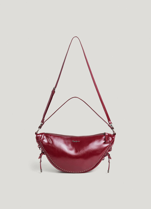 Leather effect crescent-shaped handbag