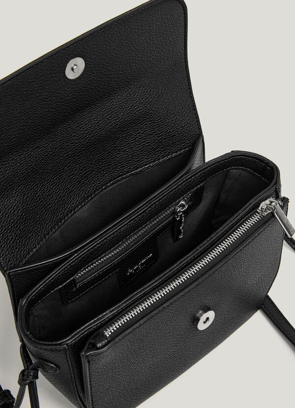 LEATHER EFFECT SHOULDER BAG WITH FLAP