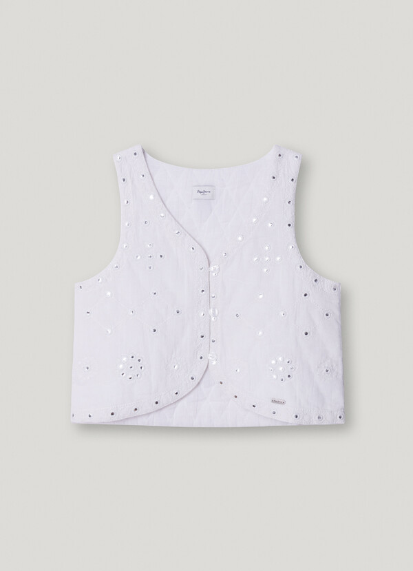PADDED WAISTCOAT WITH OPENWORK DETAILS