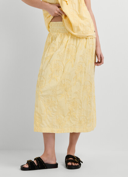 FLORAL EMBROIDERY MIDI SKIRT