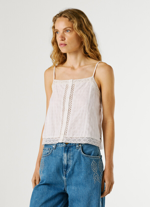 STRAPPY TOP WITH OPENWORK DETAILS