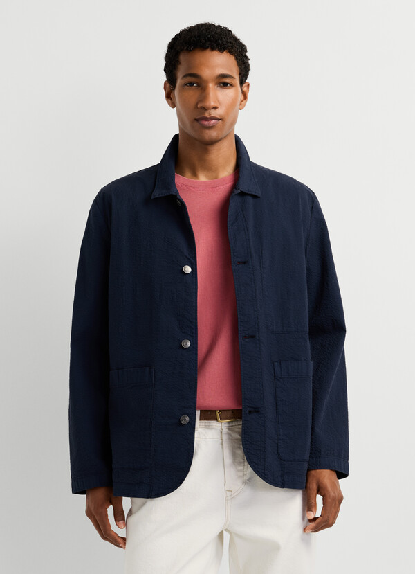 SEERSUCKER SHIRT COLLAR JACKET