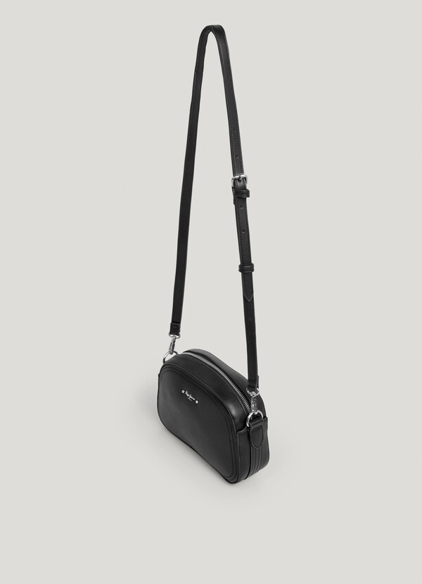 LEATHER EFFECT SHOULDER BAG WITH LOGO