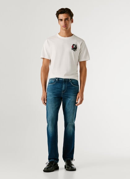 STRAIGHT FIT MID-RISE JEANS - CASH