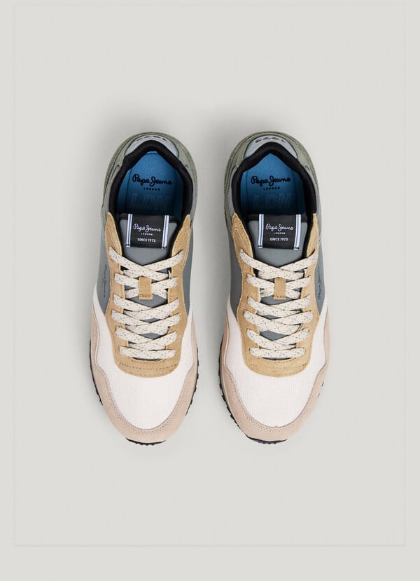 LONDON - LEATHER TRAINERS WITH SUEDE DETAILS