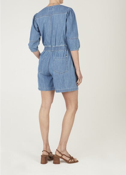 REGULAR FIT DENIM MINI JUMPSUIT