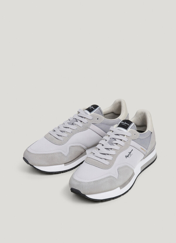 HAILON - LEATHER TRAINERS WITH SUEDE DETAILS 