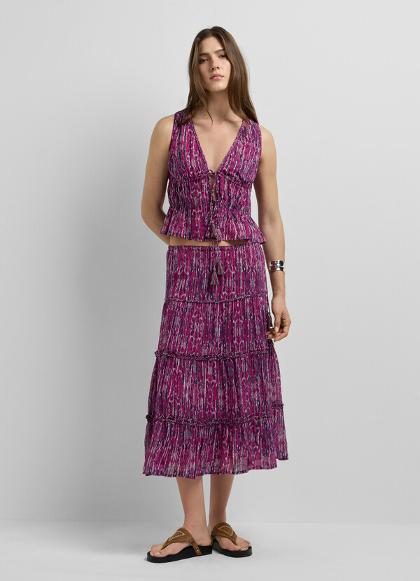 ABSTRACT PRINT MIDI SKIRT