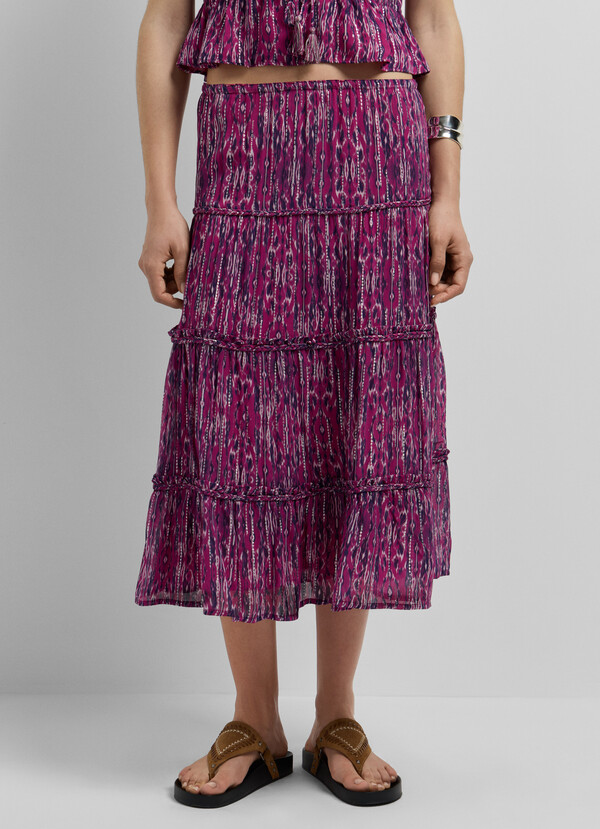 ABSTRACT PRINT MIDI SKIRT