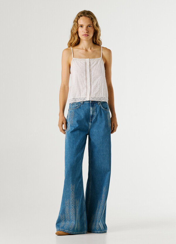 STRAPPY TOP WITH OPENWORK DETAILS