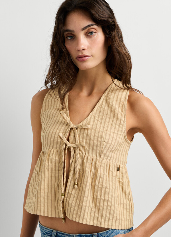 SLEEVELESS STRIPED BLOUSE