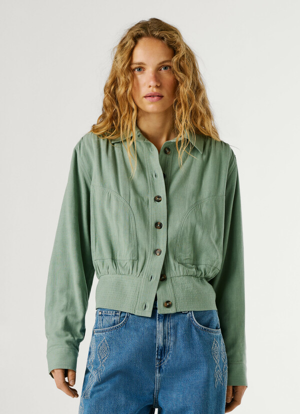 BOMBER JACKET WITH SHIRT COLLAR