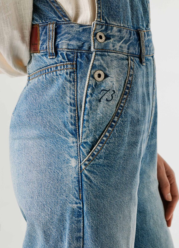 REGULAR FIT DENIM MAXI DUNGAREES