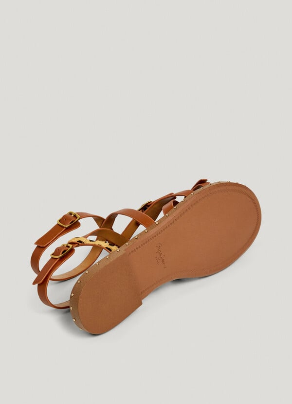 FLAT SANDALS WITH ANIMAL PRINT DETAILS