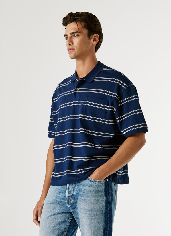 WIDE FIT STRIPED POLO