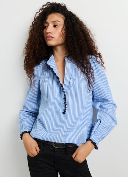 STRIPED FLUID BLOUSE