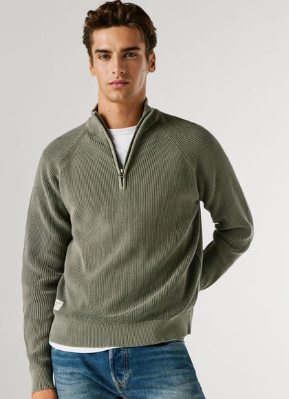 HIGH NECK HALF-ZIP JUMPER