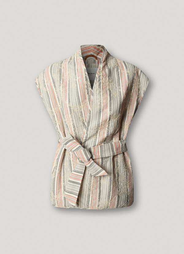 STRIPED WAISTCOAT WITH BELT