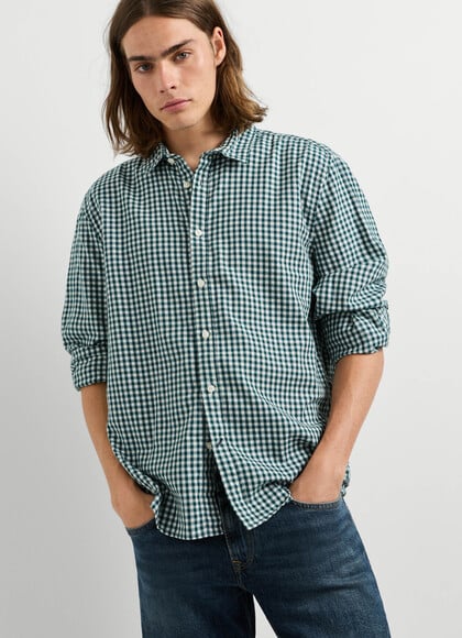 CASUAL FIT CHECKED TWILL SHIRT
