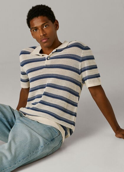 STRIPED KNIT POLO