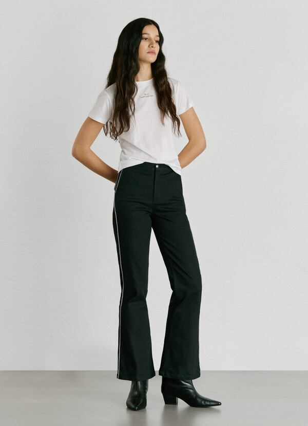 FLARE FIT TWILL TROUSERS