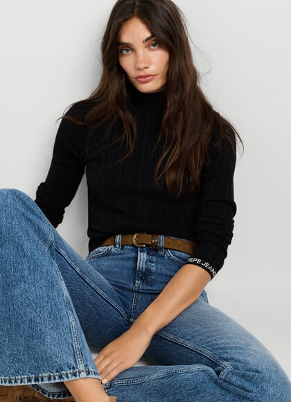 HIGH NECK RIBBED JUMPER