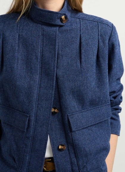 HERRINGBONE HIGH NECK JACKET