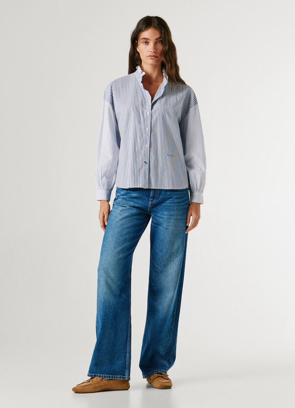 STRIPED POPLIN BLOUSE
