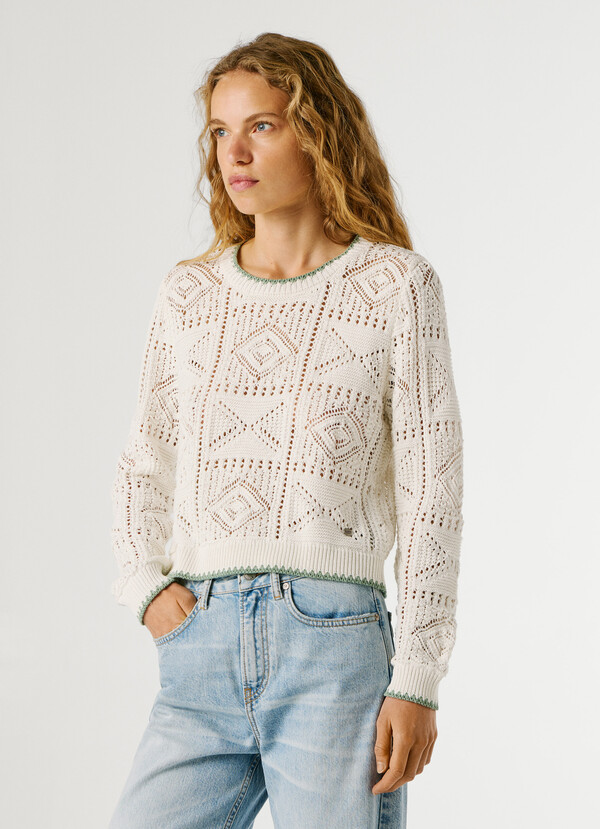 CREW NECK OPENWORK JUMPER