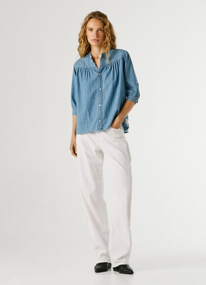 REGULAR FIT DENIM BLOUSE
