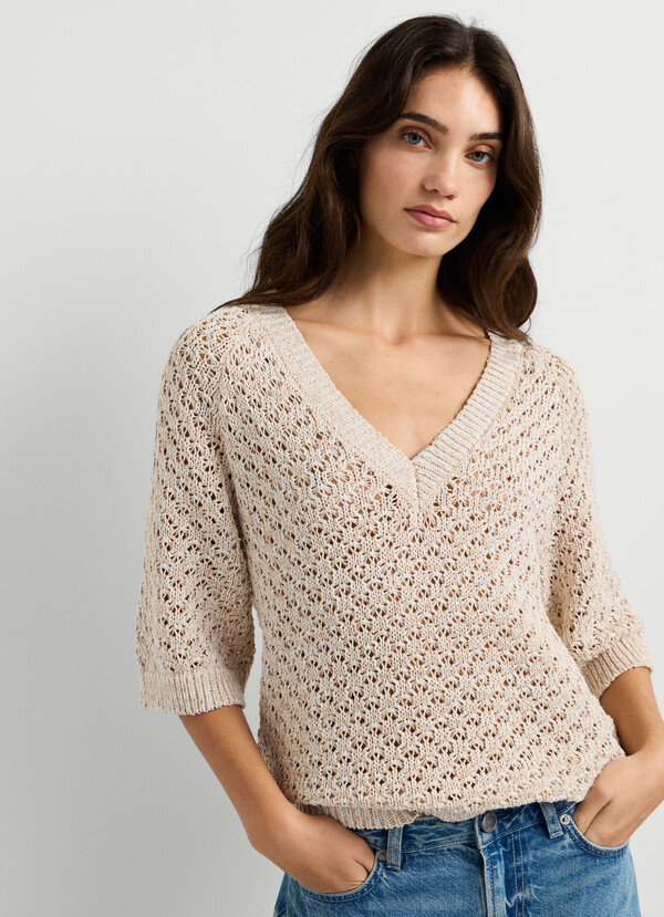 V-NECK OPENWORK JUMPER