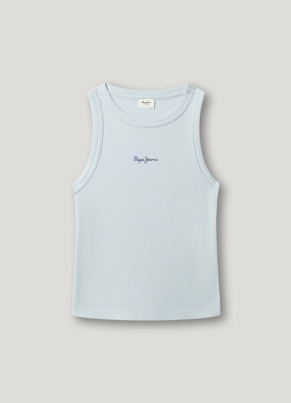 RIBBED LOGO PRINT T-SHIRT