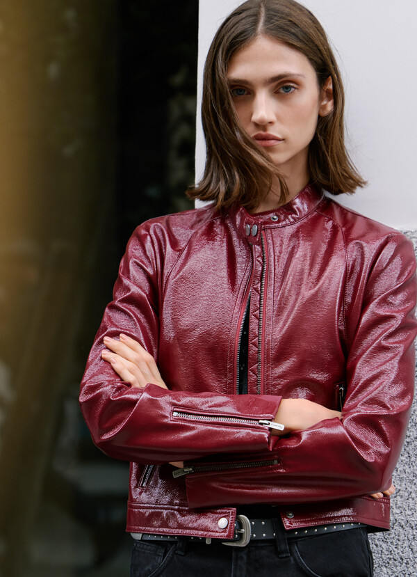 PATENT LEATHER BIKER JACKET