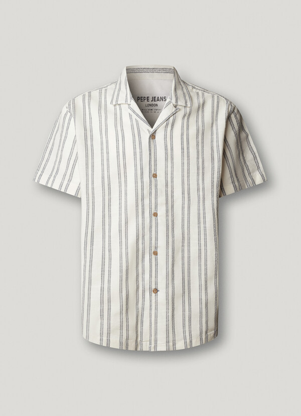 STRIPED SHIRT WITH CUBAN COLLAR