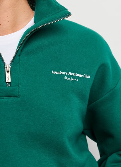 HIGH NECK HALF-ZIP SWEATSHIRT