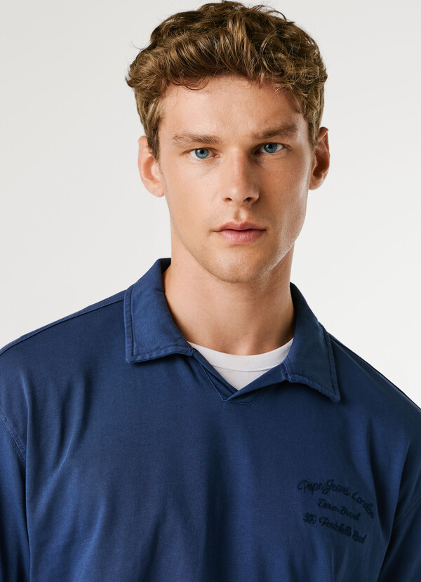 LONG SLEEVE POLO WITH EMBROIDERED LOGO