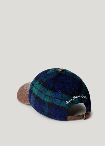 EMBROIDERED LOGO CHECKED CAP