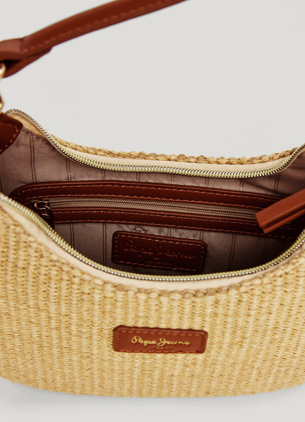 Crescent-Shaped Raffia Handbag