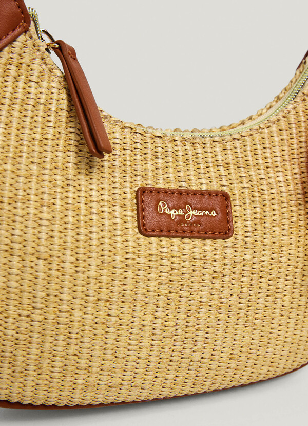 Crescent-Shaped Raffia Handbag