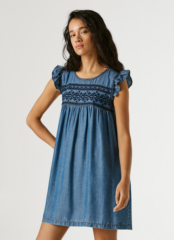 EMBROIDERED DETAIL MINI DRESS
