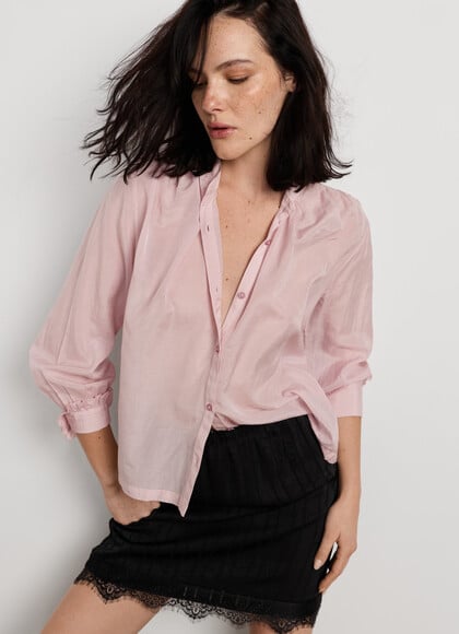 FLUID BLOUSE WITH MAO COLLAR