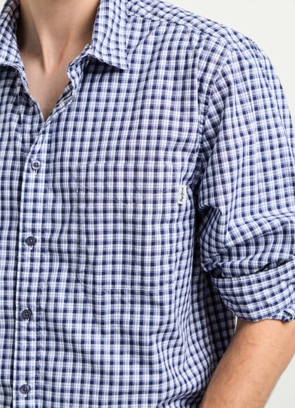 CASUAL FIT CHECKED POPLIN SHIRT