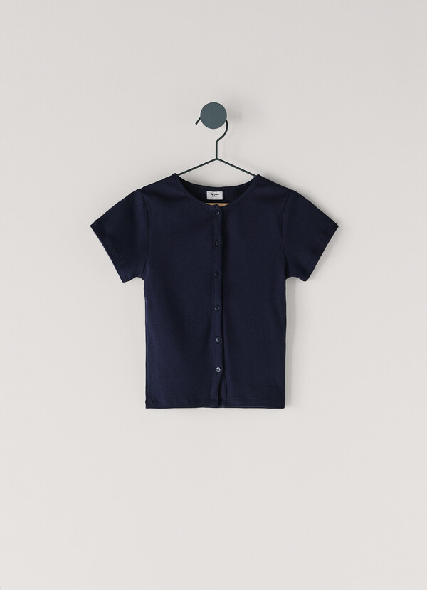 RIBBED BUTTON-UP T-SHIRT
